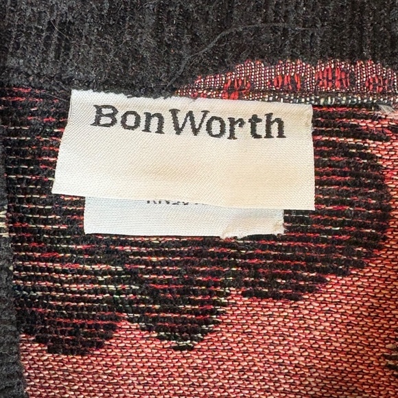 Bon Worth Tapestry Full Zip Black/Red Paisley Jacket; Size LP - Picture 7 of 8